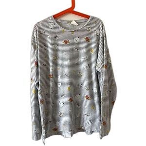 Zara Girls Stripe Long Sleeve Graphic  Tee SZ 13-14